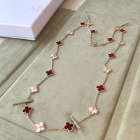 [LOVE LUCKY]CLOVER 20 MOTIFS LASER CARNELIAN NECKLACE