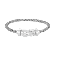 [LOVE LUCKY]CHANCE LARGE 8 FIGURE BUCKLE HALF DIAMOND BRACELET SILVER