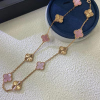 [LOVE LUCKY]CLOVER 10 MOTIFS  LASER PINK MOP NECKLACE