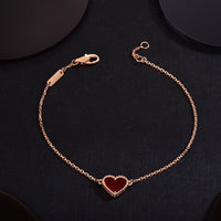 [LOVE LUCKY]HEART CARNELIAN PINK GOLD BRACELET