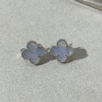 [LOVE LUCKY]CLOVER CHALCEDONY SILVER STUD EARRINGS