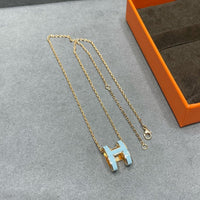 [LOVE LUCKY]POP H SKY BLUE NECKLACE