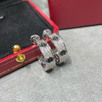 [LOVE LUCKY]LOVE CERAMIC DIAMOND PAVED SILVER EARRINGS