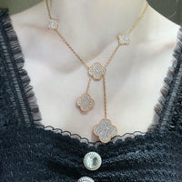 [LOVE LUCKY]CLOVER 6 MOTIF DIAMOND PAVED NECKLACE