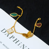 [LOVE LUCKY]LUCKY SPRING 5 MOTIF GOLD BRACELET