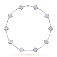 [LOVE LUCKY]CLOVER 10 MOTIFS BLUE CHALCEDONY NECKLACE