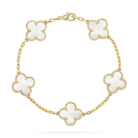 [Love Lucky]CLOVER WHITE PEARL MOP 5 MOTIF BRACELET COLLECTION