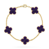 [Love Lucky]CLOVER 5 MOTIF PURPLE STRIPES BRACELET COLLECTION