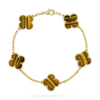 [Love Lucky] CLOVER 5 MOTIFS TIGER EYE BRACELET COLLECTION