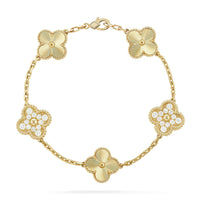 [LOVE LUCKY]TIFSTHICK GOLD-PLATED CUSTOM SIZE EDITION CLOVER DIAMOND GOLD BRACELET COLLECTION,5 MO