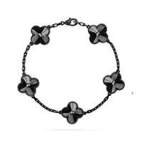 [Love Lucky]CLOVER 5 MOTIF BLACK BRACELET