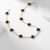 [LOVE LUCKY]CLOVER 10 MOTIFS ONYX NECKLACE