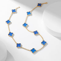 [LOVE LUCKY]CLOVER 10 MOTIFS BLUE AGATE NECKLACE
