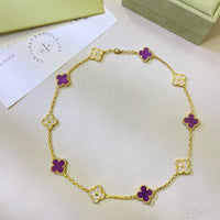 [LOVE LUCKY]CLOVER 10 MOTIFS  PURPLE VIOLET DIAMOND NECKLACE
