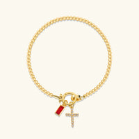 [LOVE LUCKY]Amalia Birthstone Cross Bracelet