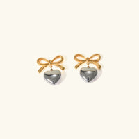 [LOVE LUCKY]Rowanne Two Tone French Knot Heart Earrings