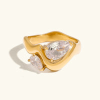 [LOVE LUCKY]Soletta Diamond Teardrop Gold Ring