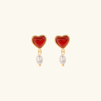 [LOVE LUCKY]Sabina Pearl Heart Gold Earrings