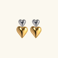 [LOVE LUCKY]Zofia Two Tone Heart Earrings