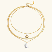 [LOVE LUCKY]Cirra Sun & Moon Layered Gold Necklace