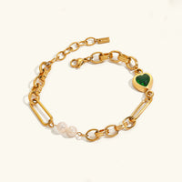 [LOVE LUCKY]Melanie Emerald Pearl Bracelet