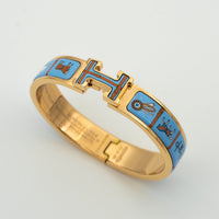 [LOVE LUCKY]H PINK GOLD BRACELET BLUE CERAMIC