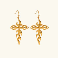 [LOVE LUCKY]Adrielle Branched Cross Gold Earrings