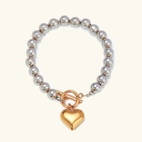 [LOVE LUCKY]Alicia Chunky Bead Heart Bracelet