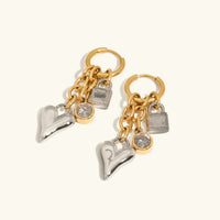 [LOVE LUCKY]Sarah Heart & Lock Gold Earrings
