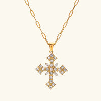 [LOVE LUCKY]Divina Crystal Cross Necklace