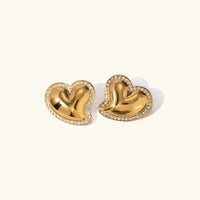 [LOVE LUCKY]Holly Heart Gold Earrings