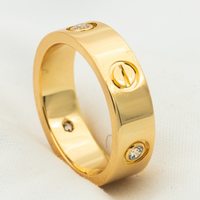 [LOVE LUCKY]LOVE RING 5.5MM 3 DIAMONDS PINK GOLD