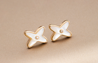 [LOVE LUCKY]JEUX DE WHITE MOP PINK GOLD DIAMOND EARRINGS
