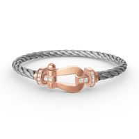 [LOVE LUCKY]FORCE LARGE HORSESHOE HALF DIAMOND BRACELET ROSE GOLD