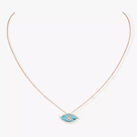 [LUXE]19Lucky Eye Diamond Necklace in Pink Gold and Turquoise Messika 12952-PG