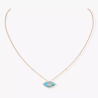 [LOVE LUCKY]Lucky Eye Diamond Necklace in Rose Gold and Turquoise