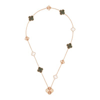 [LOVE LUCKY]DETACHABLE CLOVER 15(11+4) FLOWER ROSE GOLD NECKLACE SET