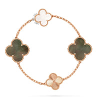 [LOVE LUCKY]DETACHABLE CLOVER 15(11+4) FLOWER ROSE GOLD NECKLACE SET