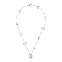 [LOVE LUCKY]DETACHABLE CLOVER 15(11+4) FLOWER SILVER NECKLACE SET