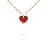 [LOVE LUCKY]SWEET CLOVER CARNELIAN HEART NECKLACE