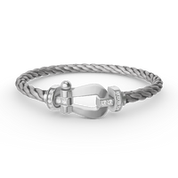 [LOVE LUCKY]FORCE LARGE HORSESHOE HALF DIAMOND BRACELET SILVER