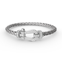 [LOVE LUCKY]FORCE LARGE HORSESHOE FULL DIAMOND BRACELET SILVER